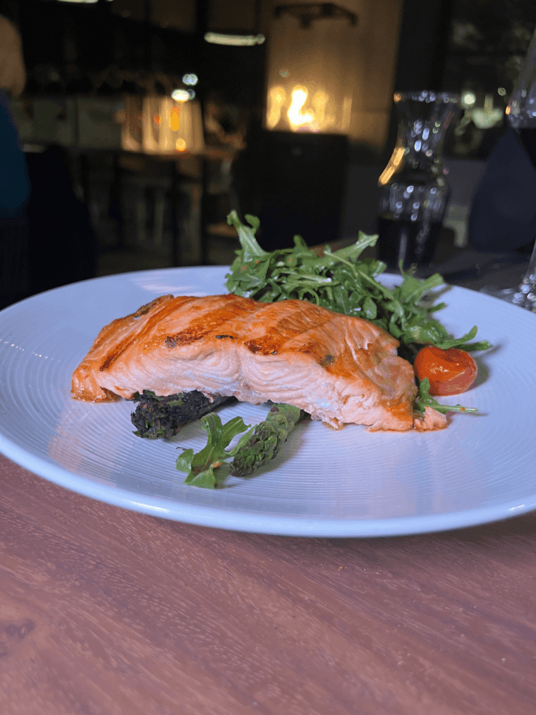 The salmon is perfectly cooked