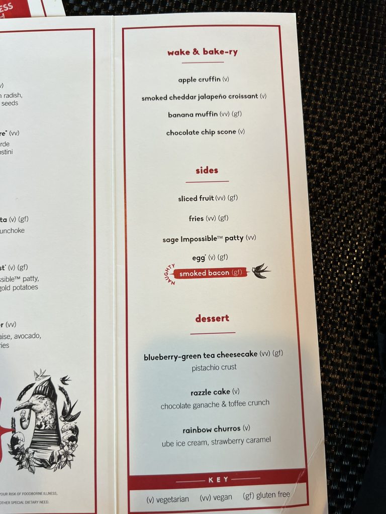 Menu at Razzle Dazzle