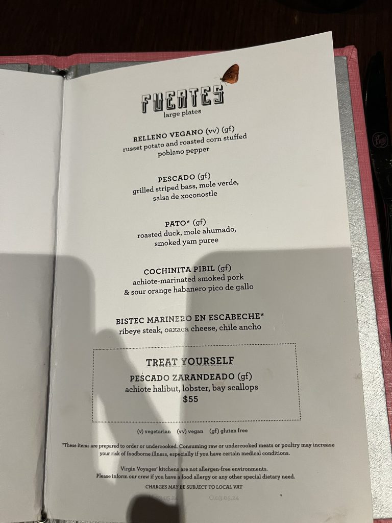 Pink Agave menu
