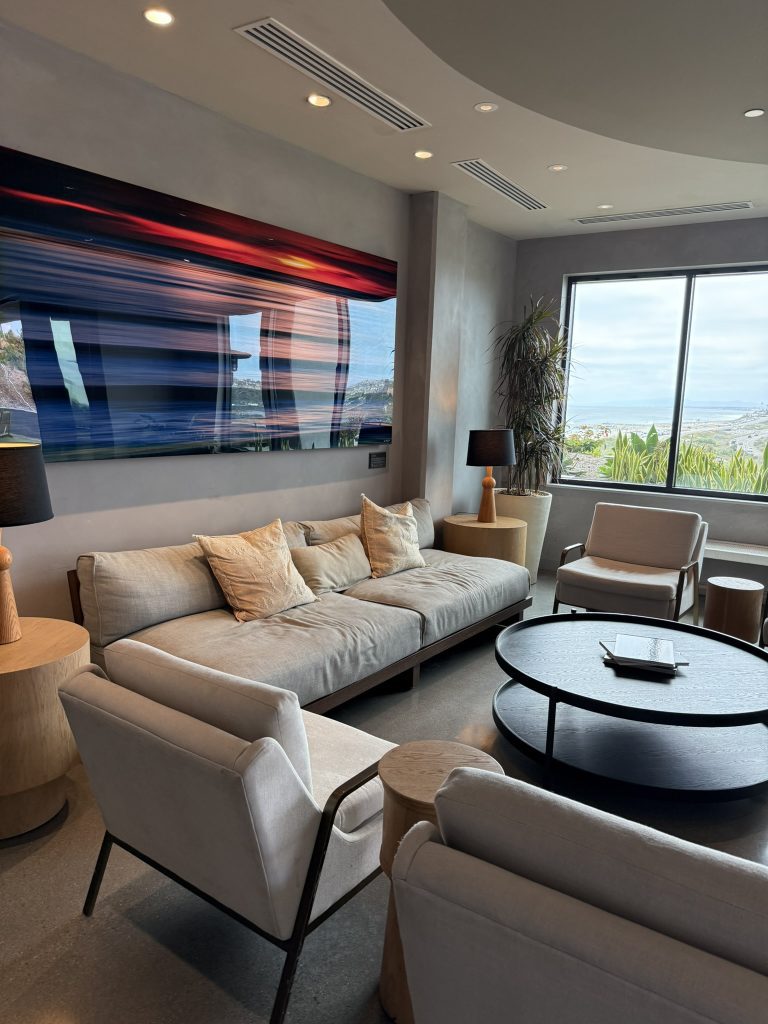 Warm hotel seating areas